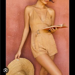 Free People Easy Does It Linen Halter Romper